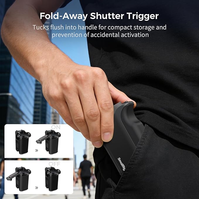 SMALLRIG Street Photography Handle for DJI Osmo Action 5 Pro/ 4/3, Quick Release, Shutter Button, Cold Shoe, Wrist Strap,1/4 Threaded Hole, Camera Grip Holder for DJI OEM Cages - 5826