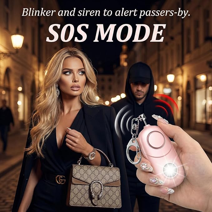 Personal Alarm for Women Keychain Alarm: Qoosea 135dB Emergency Keychain Siren with Strobe Light Loud Siren for Women Kids Students Seniors Emergency Self-Defense for Night Sports