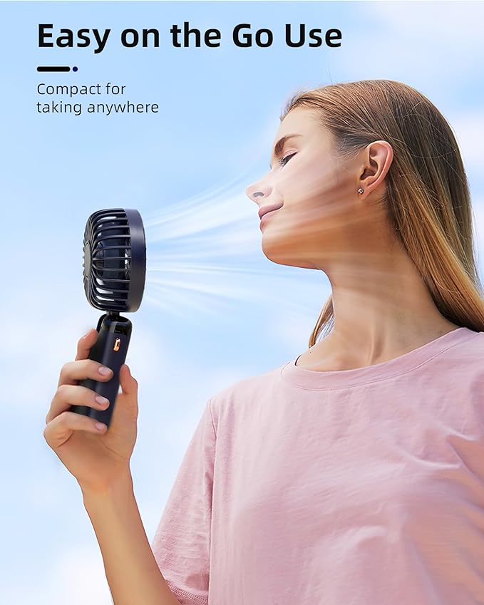 Koonie Portable Handheld, Battery Operated with Base, 8 Hours, Digital Display, 5 Speeds, 90° Ajustable, Rechargeable Mini for Outdoor Indoor