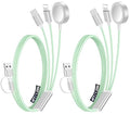 2Pack Multi Charging Cable Cord for Travel Essentials,Apple Watch Charger,iPhone Charger,[3-in-2] Type C/L Cable Portable Designed for iWatch,iPhone 17-8,Galaxy S25-21,AirPods,iPad-4FT Green