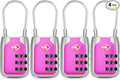Joyway TSA Approved Luggage Lock, 3 Digit Combination Cable Lock with Alloy Body, Travel Combination Locks for Suitcases, Backpack and Golf Bag (Pink, 4Pack)