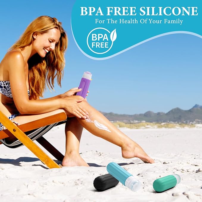 Reusable Silicone Travel Bottles for Toiletries TSA Approved, Leak Proof Travel Size Bottles Refillable Travel Containers for Shampoo Conditioner Mini Bottles 3 oz