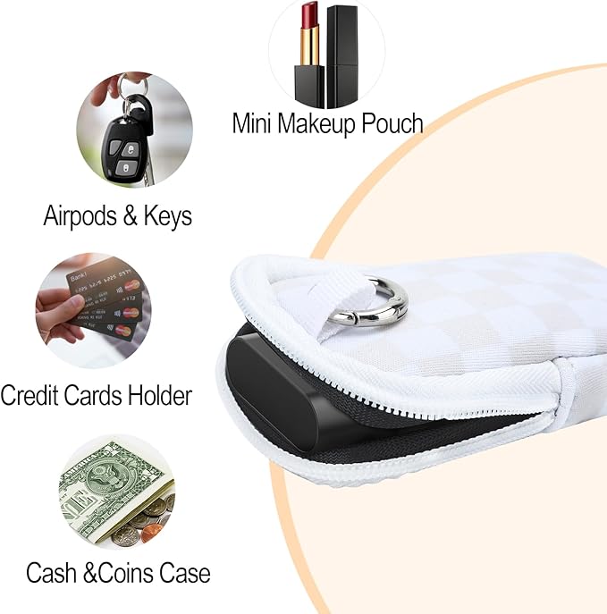 Hand Sanitizer Spray Case,Compatible with Popular Sanitizers,Zipper Pouch for Hand Sanitizer,Cute Fashion Accessories with Snap Hook for Glow Mist and Power Mist 1FL OZ,Suitable for Outdoor(Checkered)