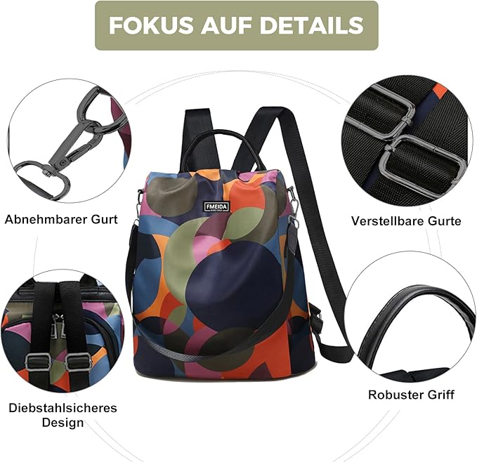 Waterproof Fashion Backpack Purse for Women Anti Theft Womens Classical Daypack Travel Nylon Oxford Shoulder Bag