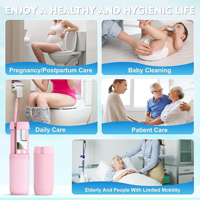 Portable Bidet for Travel, Floranest Rechargeable Electric Travel Bidet Sprayer with Adaptor, Suitable for Travel, Camping and Home Use, with Powerful Cleaning Power
