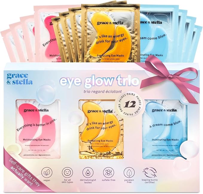 grace & stella Under Eye Patches (12 pairs) Eye Masks for Puffy Eyes and Dark Circles - Graduation Gifts for Teens, Birthdays, Bachelorette Party Favors, Self Care Gifts for Women - Vegan Cruelty-Free