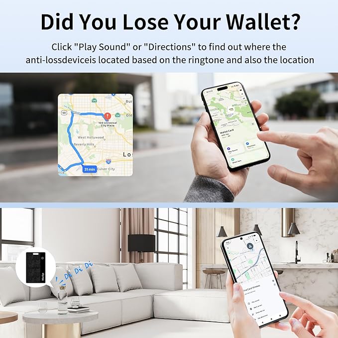 Wallet Tracker Card [Apple MFi Certified] (iOS and Android) Bluetooth Tracker Card, 0.07in Rechargeable Smart Tracking Card Work with Apple Find My, Keys, Luggage Tags, Bags, Passports, Purse(1 Pack)