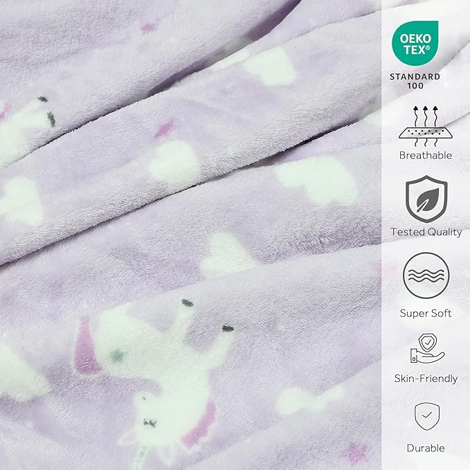 3-in-1 Kids Travel Pillow and Blanket Set, Snuggle Pillow with Hand Warmer, 40x60 inches Unicorn Blanket for Girls Compact, Perfect for Travel, Camping, Home and Office