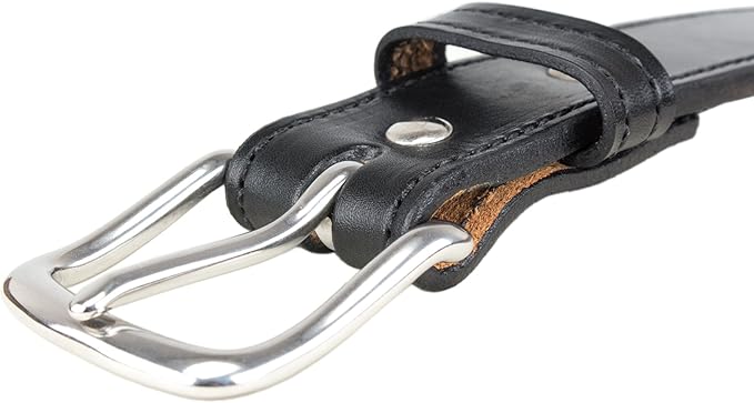 Hidden Money Pocket Travel Leather Belt (Size 50, Black)