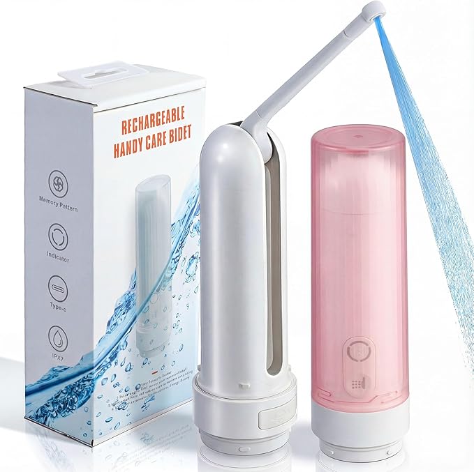 Portable Bidet for Travel,Rechargeable Electric Handheld Travel Bidet Sprayer for Women,Collapsible,Portatil Peri Water Bottle Bidets for Hygiene,Camping, Backpacking,Backcountry,Hiking（Pink）