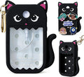 Cute Ear Silicone Case Compatible with Touchland Hand Sanitizer Spray (Fit for 1 FL.OZ), Protective Case with Keychain, Hand Sanitizer Holder (Black)