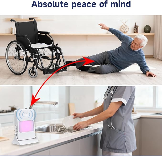 Chair Sensor Pad & Pager for Elderly Dementia Patients Caregiver Bed Alarm with 13.5" x 13.5" Motion Sensor Pad Fall Prevention for Elderly (Chair Pad)
