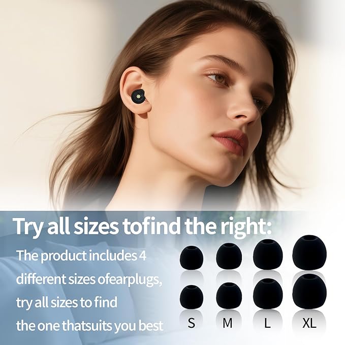 Ear Plugs for Sleeping Noise Cancelling 50dB, Reusable Hearing Protection for Snoring, Airplane Travel, Concerts & Focus, Includes 8 Silicone Tips & Comfortable Sleep Eye Mask (Black)