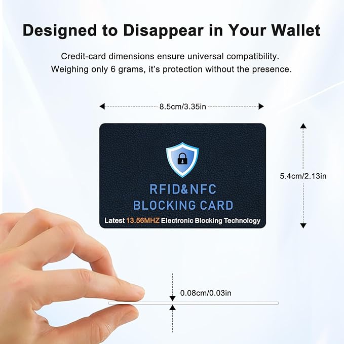 5 Pack RFID Blocking Cards, NFC Contactless Bank Debit Credit Card Protector, Anti-Theft Wallet Shield for Passport & ID, Ultra Slim Full Protection Blocker