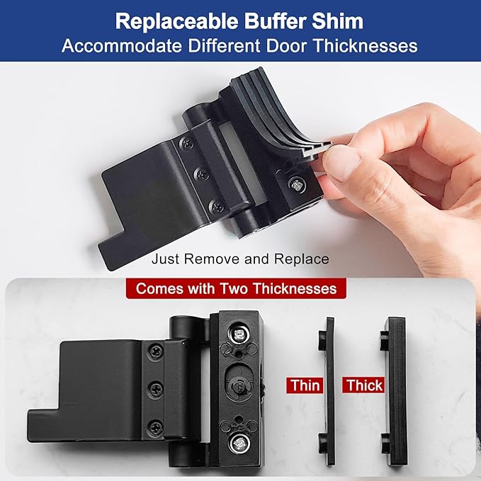 Portable Door Reinforcement Lock, Adjustable Design, Home/Hotel Security Extra Lock, Apartment Bedroom No Drill Flip Lock, Travel Safety Device(Black, 1 Pack)