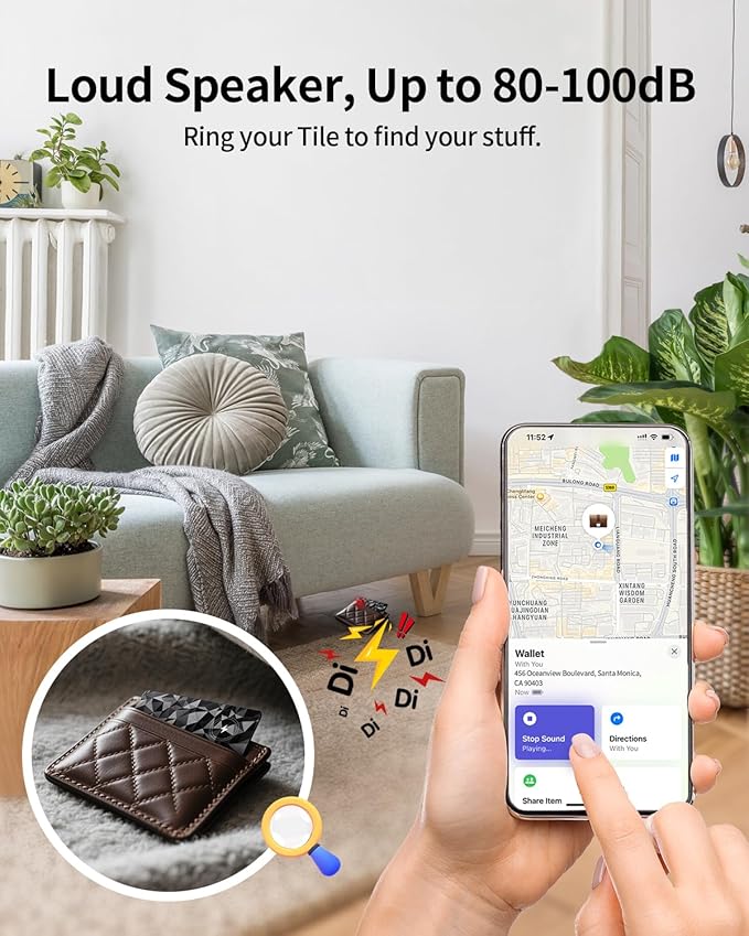 Wallet Tracker Card for Apple Find My (iOS Only), Rechargeable Air Tracker Tag, IP68 Tracker Card Item Finder Worldwide Tracking for Wallet, Bags, Passport [Apple MFi Certified]