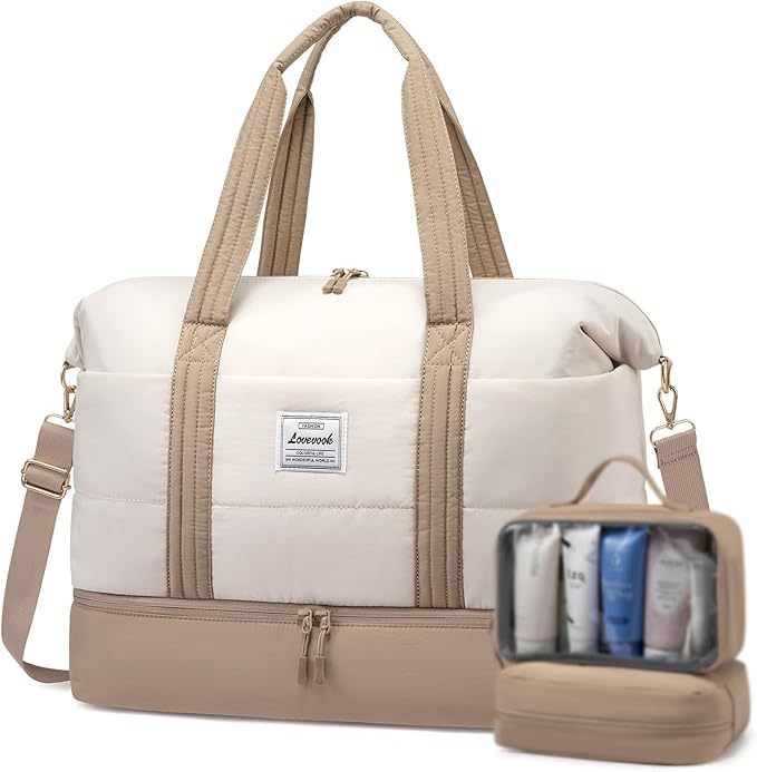 LOVEVOOK Travel Duffle Bag,Weekender Bags for Women with Shoe Compartment，Carry on Overnight Bag with Toiletry Bag,Gym Duffel Bag with Wet Pocket, Hospital Bags for Labor and Delivery