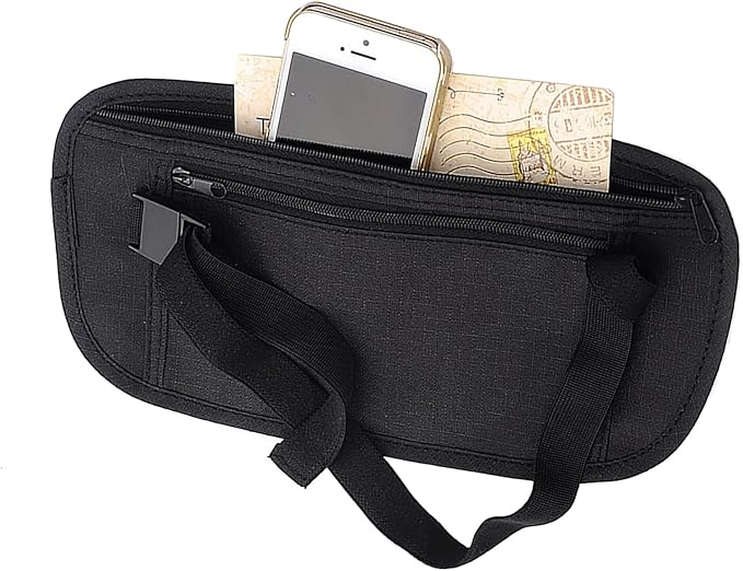 Money Belt, Travel Pouch, Money Belt for Travel, Slim Moneys Pouch Under Clothes, Moneys Bag with Zipper for Cash, Passport Holder