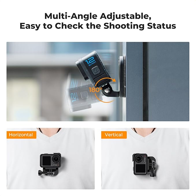K&F CONCEPT Magnetic Action Camera Chest Mount for GoPro Hero 13/12/11/10/9 Black, DJI Osmo Action 5 Pro/4/3/2 and More Action Camera, POV Neck Mount with Adjustable Neck Strap Lanyards