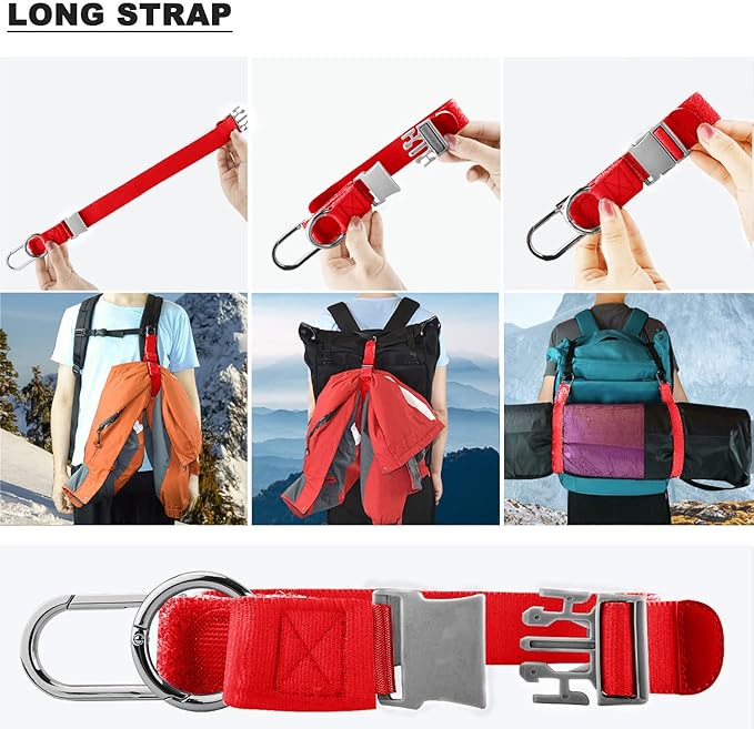 ZINZ Elastic Jacket Gripper Travel Strap with D-Ring Hooks and Buckle, Suitcase Straps Belts Travel Accessories, Makes Your Hands Free
