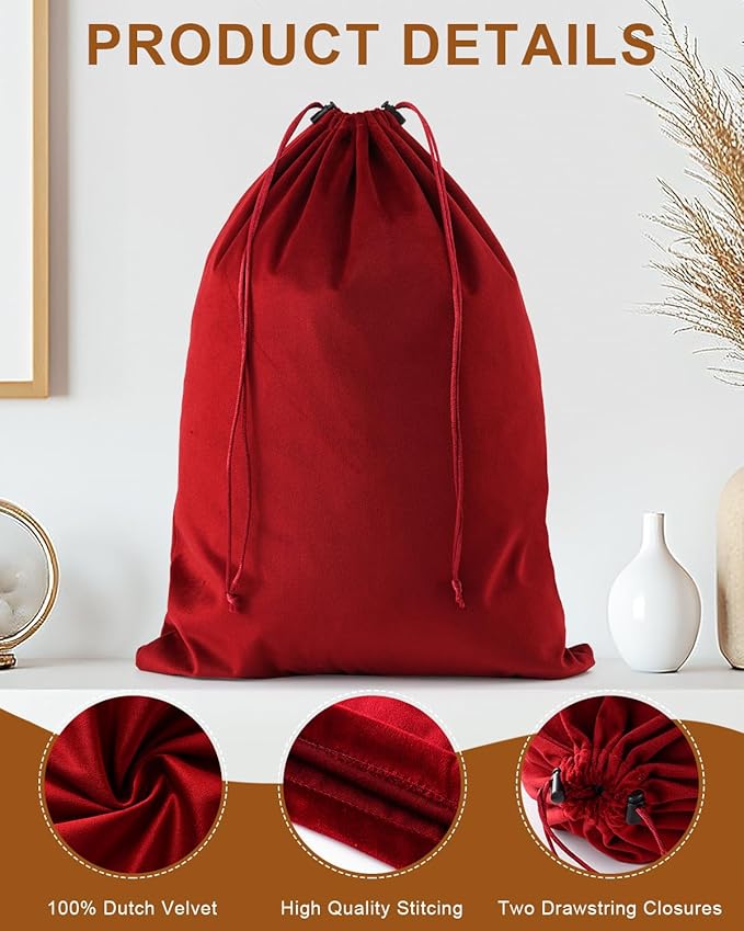 FantasyLife Shoe Bags for Travel, Washable Dust Bags for Storage & Packing, Flannel Shoe Pouch with Drawstring Closure for Purses, Handbags, Shoes & Toys (4, Rio Red, 17.3"x12.6")