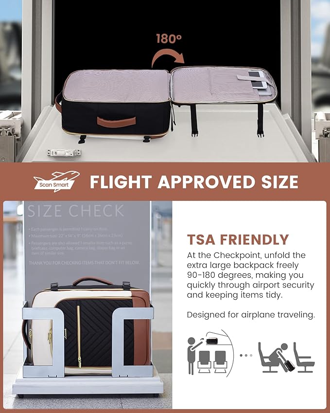LOVEVOOK Large Travel Backpack for Women, TSA Carry on Backpack for Airplanes, 40L Personal Item Travel Bag for Women fits 17" Laptop,Waterproof Carry on Bag Airplane Approved with 3 Packing Cubes