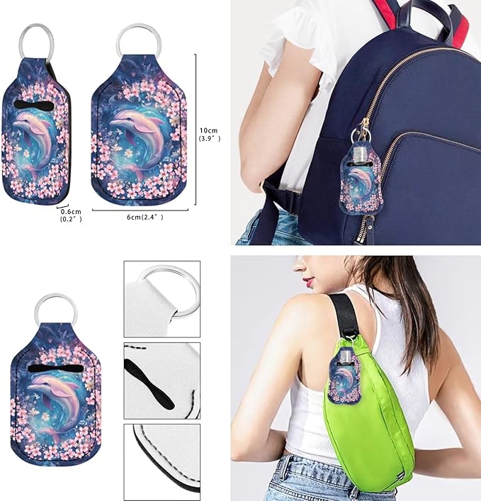 Suobstales 3Pcs Travel Bottles Keychain Holder Set,Travel Bottle Sleeves+Neoprene Chapstick Holders+Lanyard Keychain