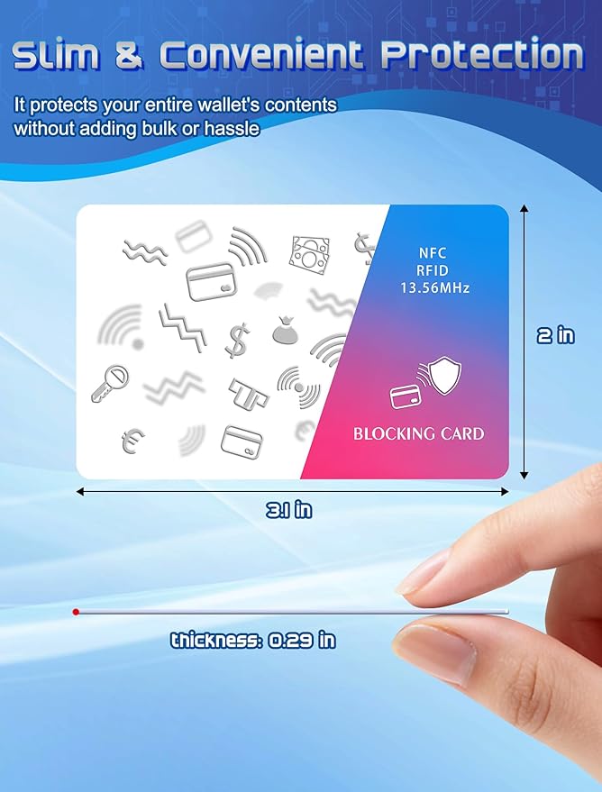 Magriffin 3-Pcs RFID Blocking Card: Bank ID Debit Credit Card Protector for Wallet - Passport Protection for Travel Security - Ultra Slim (0.29in,Gradient Purple)