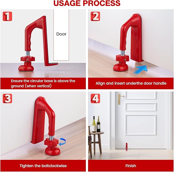 Door Security Jammer, Heavy Duty Adjustable Door Stopper for Home, Hotel, Travel, Anti-Theft Door Blocker for Women Safety, Portable Door Guard for Apartment