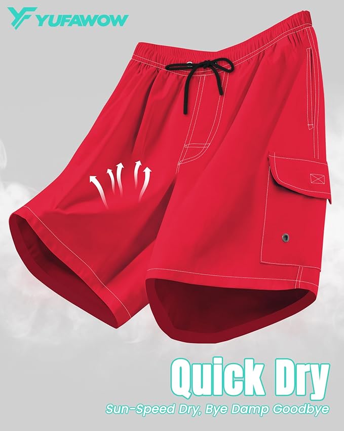Men Swim Trunks with Compression Liner Quick Dry Breathable Multi Pockets for Summer Beach Cruise Water Park