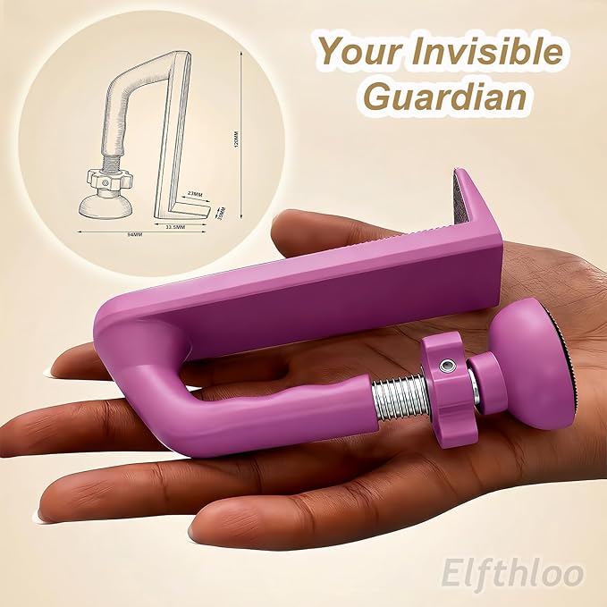 Portable Hotel Door Lock Stopper Travel Security Brace Safety, No Drill Stop Bar Fits Inward Swinging Doors Safety Self Defense Personal Protection for Apartment, Pink, 1 Pack