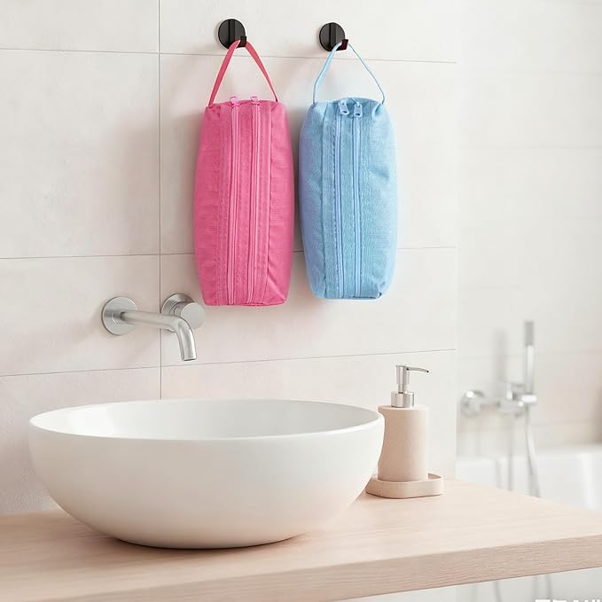 2Pcs Toothbrush Travel Bag, Toothbrush Pouch, Oxford Mini Toiletry Bag, Double-Layer Toothbrushes Bag Pouch with Reinforced Handle for Vacation, Gym