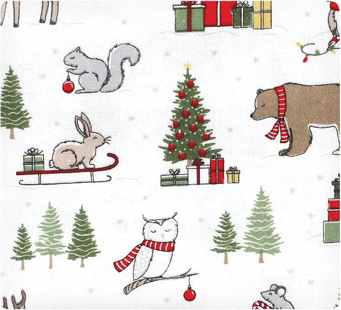 Hudson Baby Unisex Baby Cotton Flannel Receiving Blankets Bundle, Christmas Forest, One Size