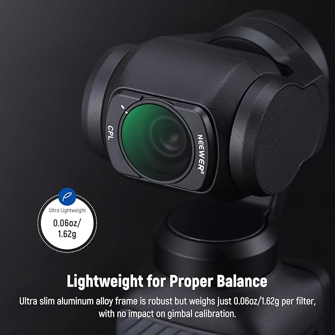 NEEWER Magnetic ND & CPL Filter Kit Compatible with DJI OSMO Pocket 4 & Pocket 3, 4 Pack Neutral Density ND16 ND64 ND256 CPL Polarizing Filters, Multi Coated HD Optical Glass/Ultra Slim Aluminum Frame