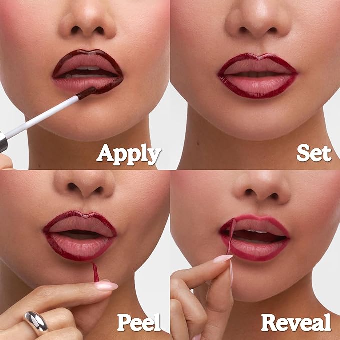 Sacheu Lip Liner STAY-N Peel Off Lip Stain — Long Lasting Waterproof Lip Tint with Hyaluronic Acid & Vitamin E — Transfer Proof Matte Finish, Vegan & Cruelty-Free (p-INKED & Bunny Ear)