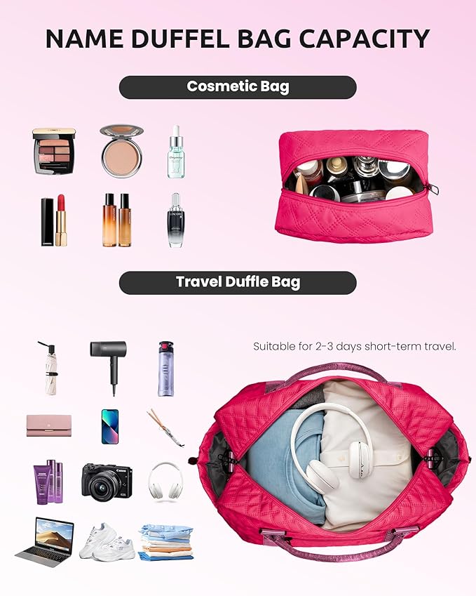 Monogrammed Gifts for Woman, Initial Travel Bag with Shoe Compartment, Weekender Bag, Letter Travel Bag with Makeup Bag (Letter C)