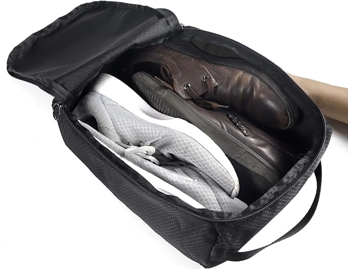 Gloppie Shoe Bags for Travel Shoe Pouch Portable Large Shoes Storage Bag (2 PACK) for Men Women Shoe Organizer Shoe Packing Cubes Gym Sport Must Have for Business Trip Bolsa de Zapatos Black