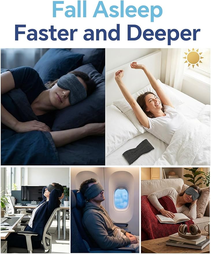 Sleep Mask for Women Men,Soft Zero Pressure Modal Material Eye Mask for Sleeping Blindfold,Blackout Full Eye Covers with Adjustable Velcro Strap for Side Sleeper Night Sleeping, Travel Essentials
