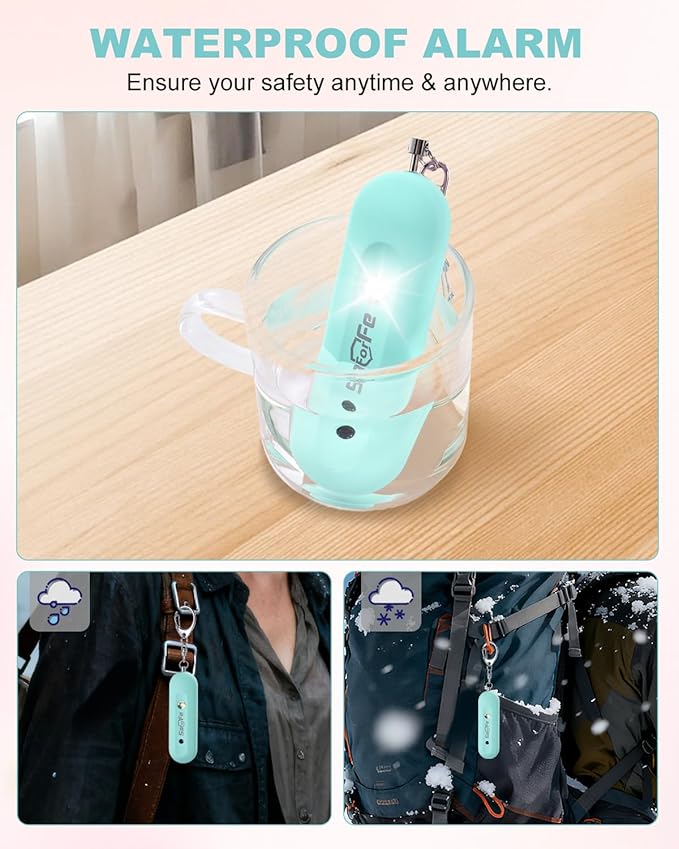 Personal Safety Alarm for Women - Waterproof Rechargeable Security Alarm - 140dB Extra Loud Siren with SOS Strobe Light - Self Defense Keychain for Women Girls Teens Seniors(Blue)