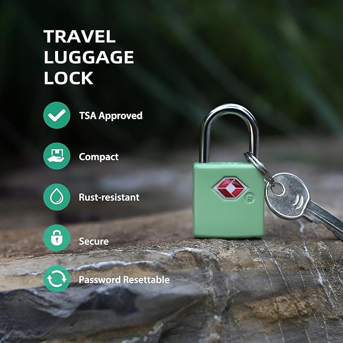 TSA Locks for Luggage, Luggage Locks TSA Approved 4 Pack for International Travel Essentials, Small Padlock with Key, Mini Padlock for Bag, Suitcase, Backpack, Purse Zipper, Case, Drawer