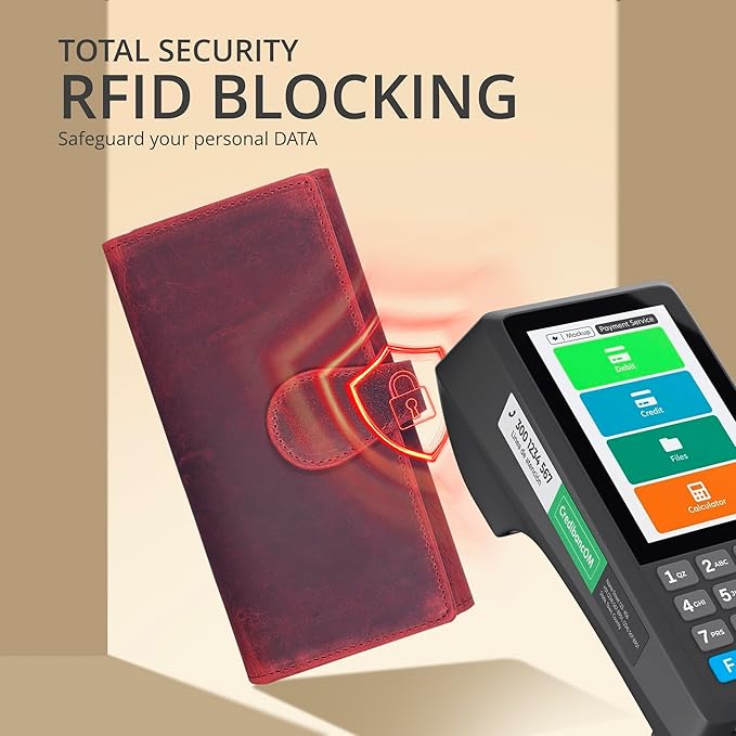Real Leather Women Wallet Leather with RFID Blocking -Trifold Card Holder Designer Ladies Clutch with ID Window Wallets