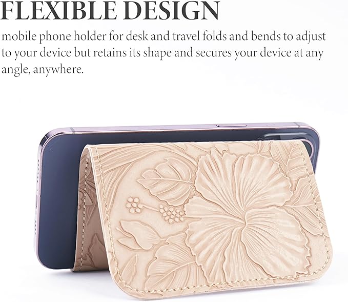 Airplane Travel Essentials for Flying Flex Flap Cell Phone Holder & Flexible Tablet Stand for Desk, Bed, Treadmill, Home & in-Flight Airplane Travel Accessories(1-Carved Apricot)
