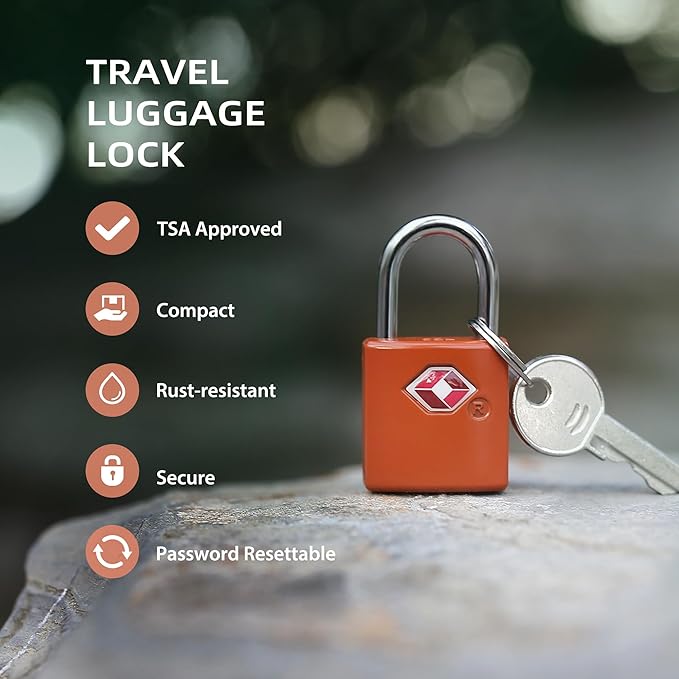 Luggage Locks TSA Approved 4 Pack, Small Lock with Key for Suitcase, Backpack, Bag Zipper, Travel Case, TSA Approved Small Padlock for Luggage, Travel Accessories, Mini Locker, Tool Box