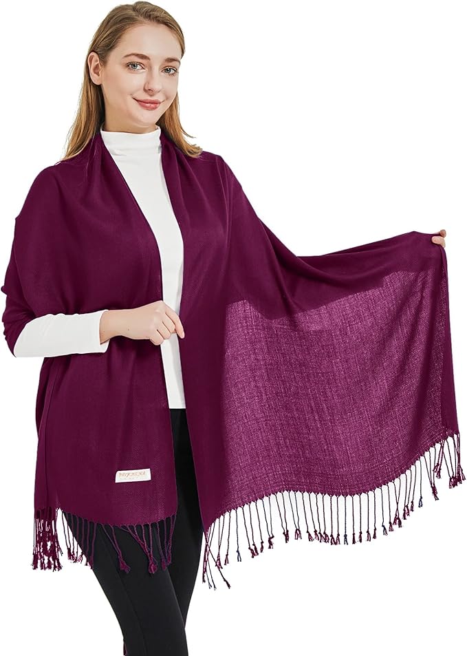 Soft Silky Pashmina Shawl Wraps Solid Colors Scarf for Wedding Evening Dresses