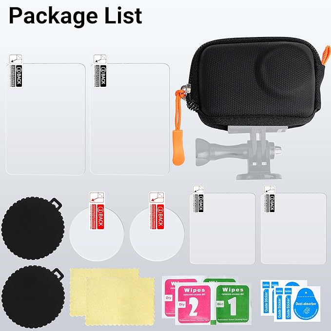 CYNOVA DJI Osmo Action 5 Pro Accessories Kit, Include DJI Osmo Action 5 Case, Action 5 Pro Screen Protector and Silicone Lens Cap, Anti-Scratch, Anti-Collision, Anti-Dust, All-Round Protection