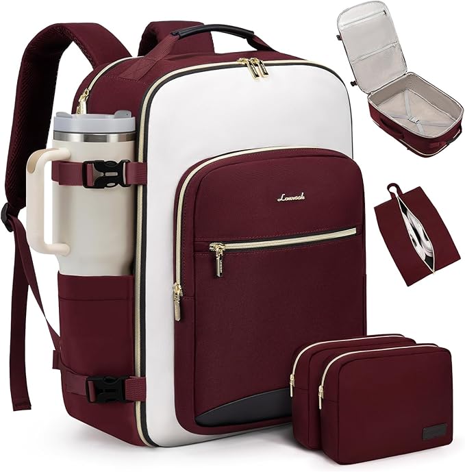 LOVEVOOK Large Travel Backpack for Women & Men, 40L Carry on Backpack for Airplanes, TSA Personal Item Travel Bag fits 17" Laptop, Waterproof Weekender Essentials Airline Approved with 3 Packing Cubes
