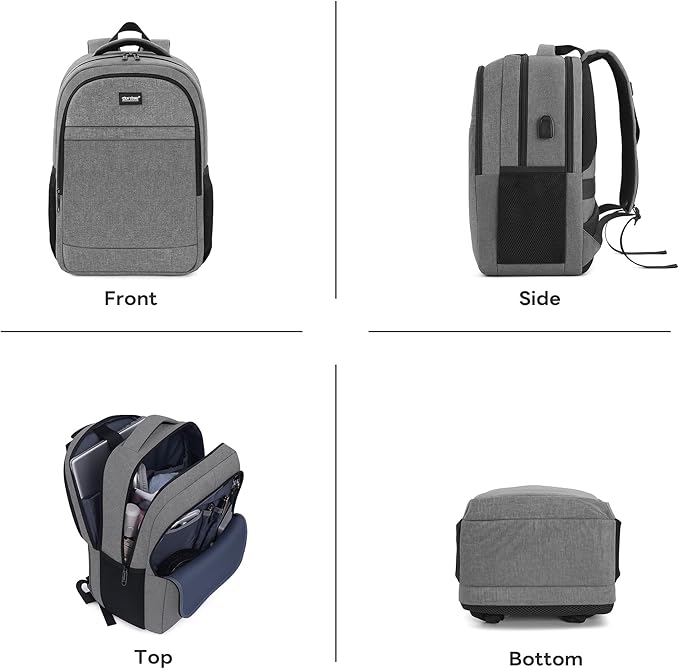 TANTOMI 17 Inch Travel Laptop Backpack for Men Women, Business Laptop Backpack with Anti Theft & USB Charging Port, Water Resistant Durable School Computer Backpack for Travel, Work, Daily Carry