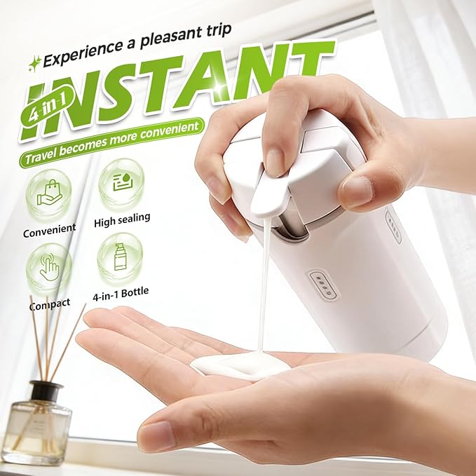 4 in 1 Travel Dispenser Bottle, 2026 New Travel Bottles for Toiletries, Leak Proof Toiletries Bottle for Travel, Compact Travel Shampoo and Conditioner Containers for Shampoo Lotion Cream (Green)