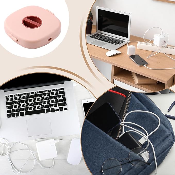 Cable Organizer Storage Case - Charger Cord Winder, Wire Management Holder, with Built in Phone Stand | Portable Charging Cable Wrap Tool for School Living Room Bedroom Dorm Commuting Travel Use