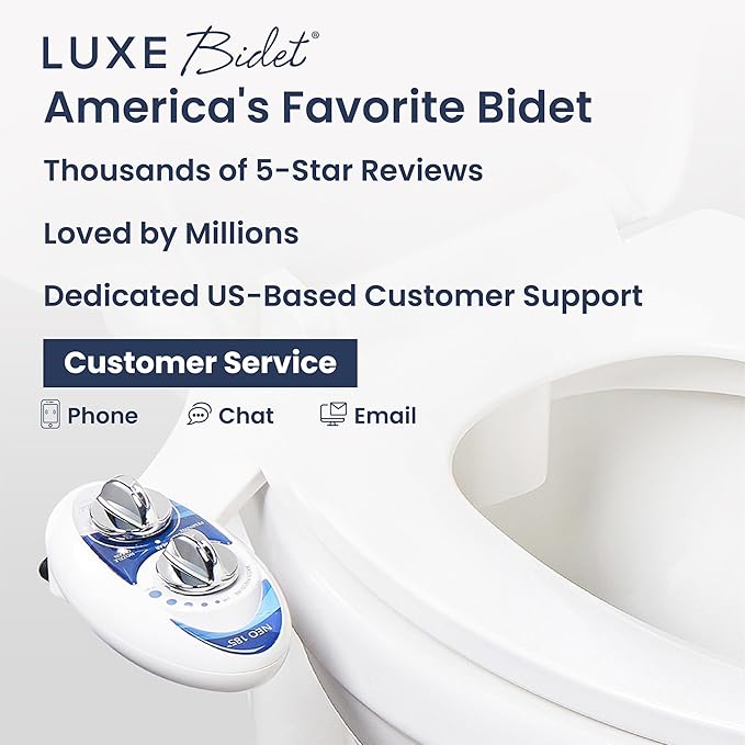 LUXE Bidet NEO 185 - Dual Nozzle, Self-Cleaning, Non-Electric Bidet Attachment for Toilet Seat, Adjustable Water Pressure, Rear & Feminine Wash (Blue)